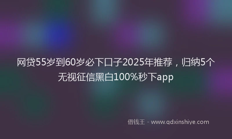 网贷55岁到60岁必下口子2025年推荐，归纳5个无视征信黑白100%秒下app