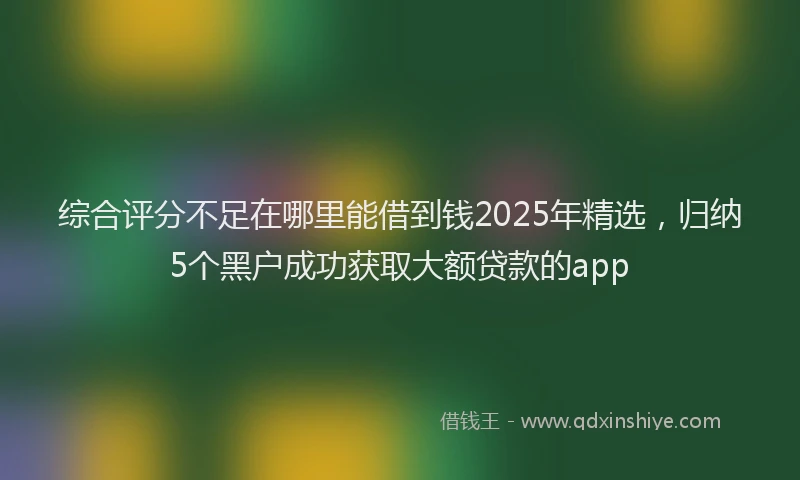 综合评分不足在哪里能借到钱2025年精选，归纳5个黑户成功获取大额贷款的app
