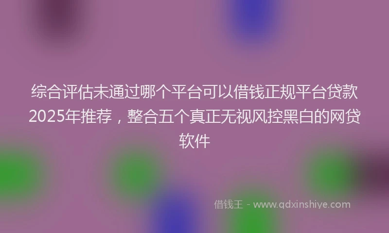 综合评估未通过哪个平台可以借钱正规平台贷款2025年推荐，整合五个真正无视风控黑白的网贷软件