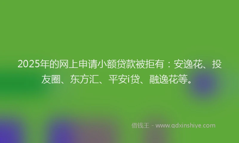 2025年的网上申请小额贷款被拒有：安逸花、投友圈、东方汇、平安i贷、融逸花等。