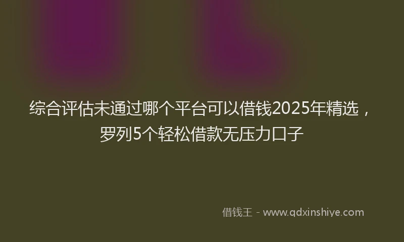 综合评估未通过哪个平台可以借钱2025年精选，罗列5个轻松借款无压力口子