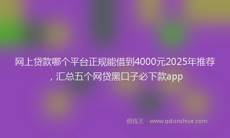 网上贷款哪个平台正规能借到4000元2025年推荐，汇总五个网贷黑口子必下款app