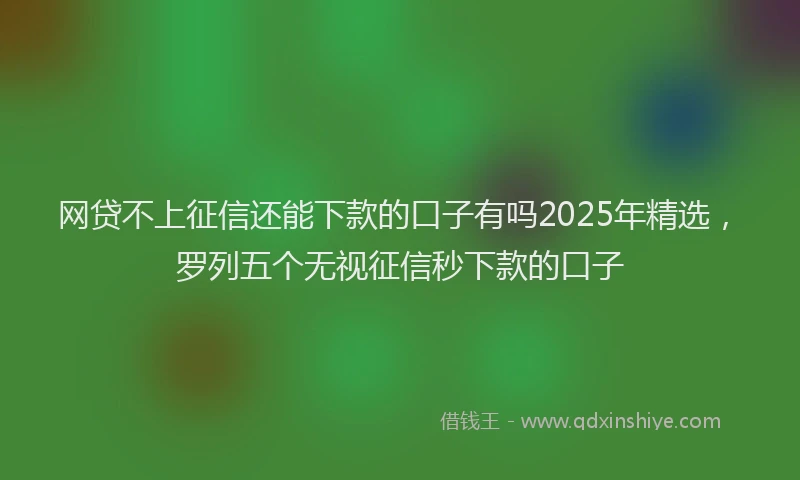 网贷不上征信还能下款的口子有吗2025年精选，罗列五个无视征信秒下款的口子