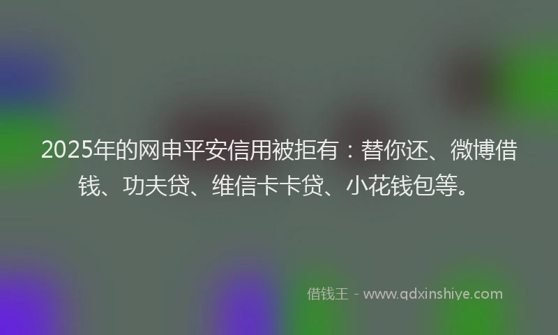 2025年的网申平安信用被拒有：替你还、微博借钱、功夫贷、维信卡卡贷、小花钱包等。