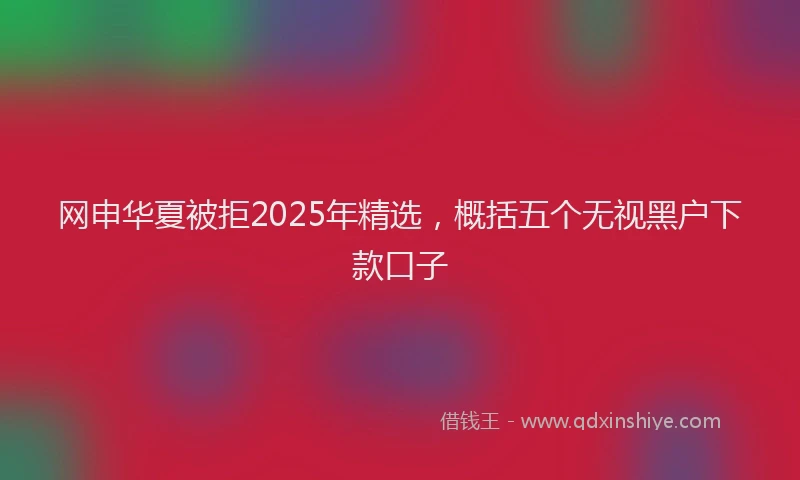 网申华夏被拒2025年精选，概括五个无视黑户下款口子