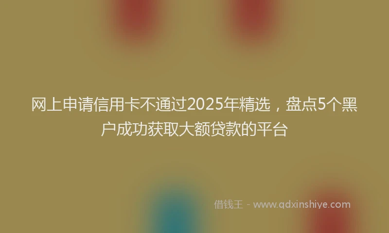 网上申请信用卡不通过2025年精选,盘点5个黑户成功获取大额贷款的平台