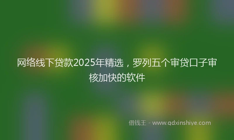 网络线下贷款2025年精选，罗列五个审贷口子审核加快的软件