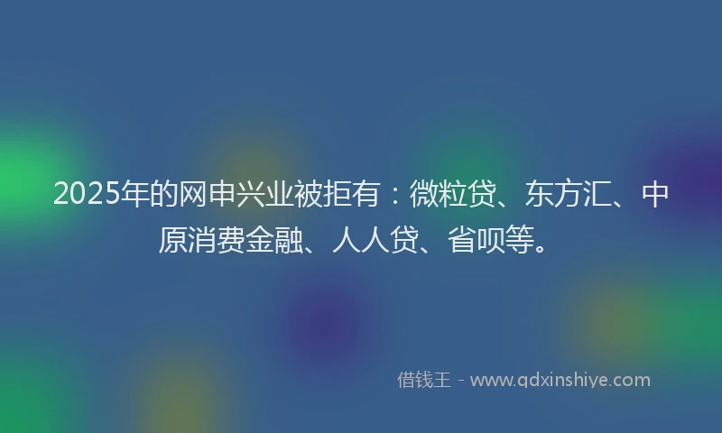 2025年的网申兴业被拒有：微粒贷、东方汇、中原消费金融、人人贷、省呗等。