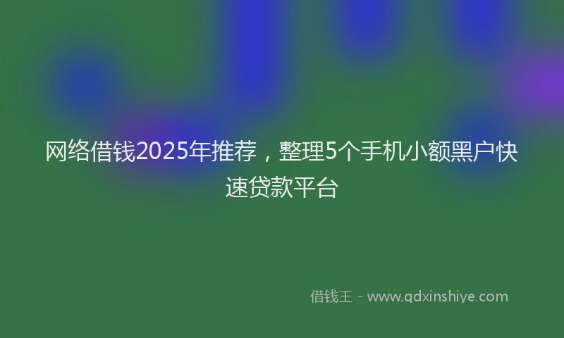网络借钱2025年推荐，整理5个手机小额黑户快速贷款平台