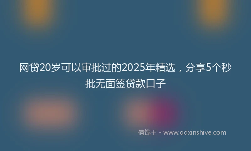 网贷20岁可以审批过的2025年精选，分享5个秒批无面签贷款口子