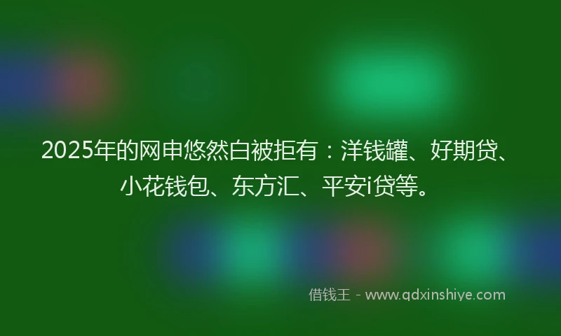 2025年的网申悠然白被拒有：洋钱罐、好期贷、小花钱包、东方汇、平安i贷等。