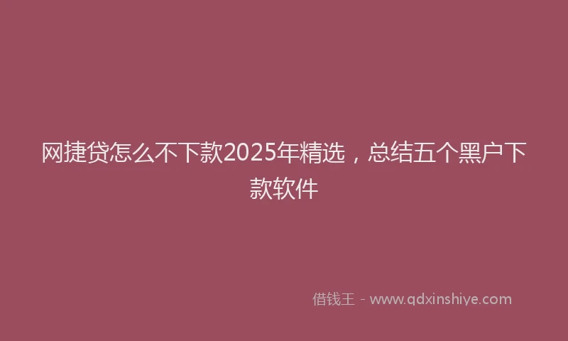 网捷贷怎么不下款2025年精选，总结五个黑户下款软件