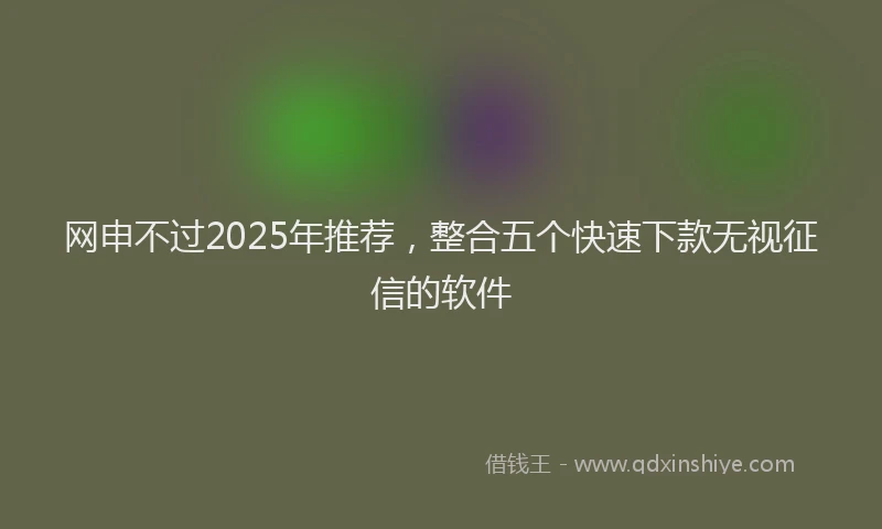 网申不过2025年推荐，整合五个快速下款无视征信的软件