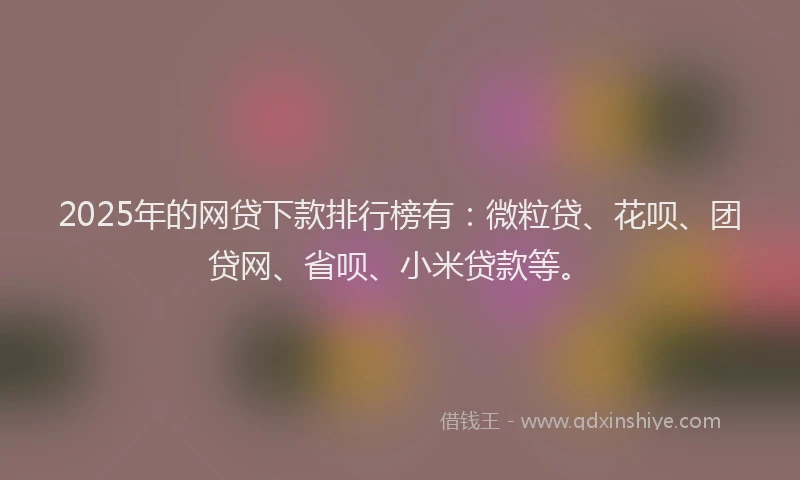 2025年的网贷下款排行榜有：微粒贷、花呗、团贷网、省呗、小米贷款等。