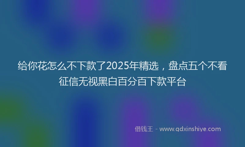 给你花怎么不下款了2025年精选，盘点五个不看征信无视黑白百分百下款平台
