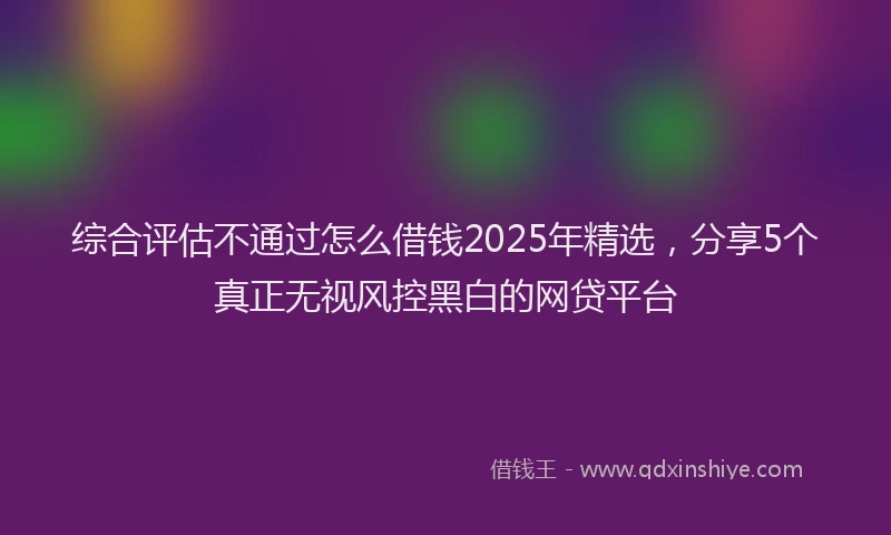 综合评估不通过怎么借钱2025年精选，分享5个真正无视风控黑白的网贷平台