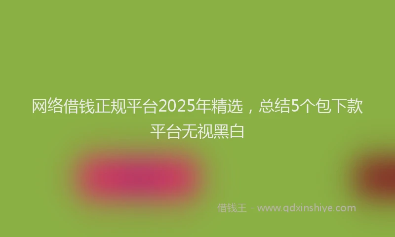 网络借钱正规平台2025年精选，总结5个包下款平台无视黑白