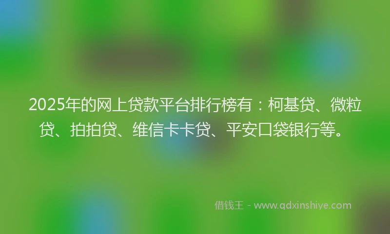 2025年的网上贷款平台排行榜有：柯基贷、微粒贷、拍拍贷、维信卡卡贷、平安口袋银行等。