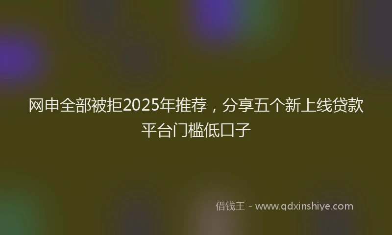 网申全部被拒2025年推荐，分享五个新上线贷款平台门槛低口子