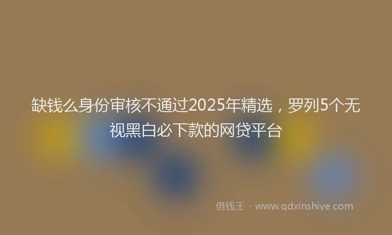 缺钱么身份审核不通过2025年精选，罗列5个无视黑白必下款的网贷平台