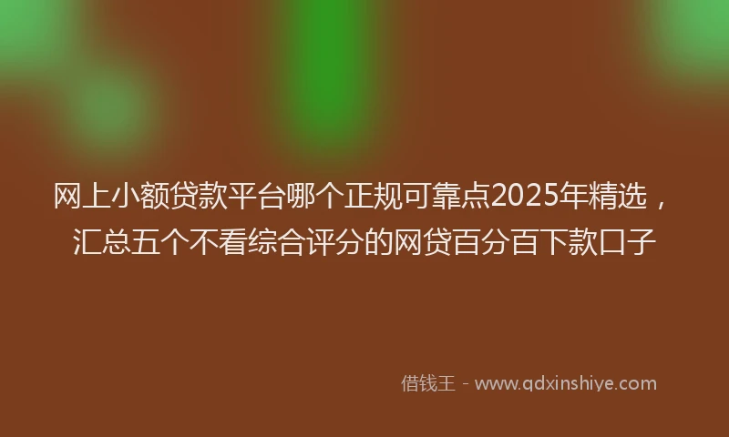 网上小额贷款平台哪个正规可靠点2025年精选，汇总五个不看综合评分的网贷百分百下款口子