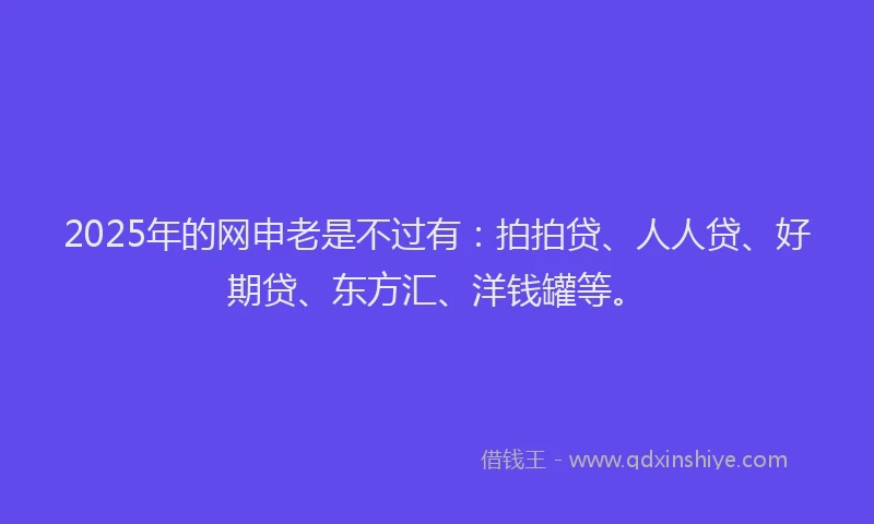 2025年的网申老是不过有：拍拍贷、人人贷、好期贷、东方汇、洋钱罐等。