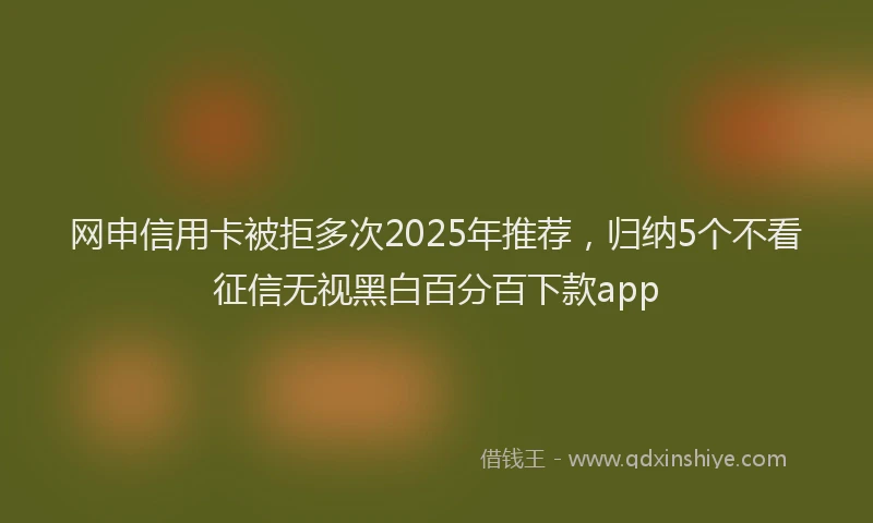 网申信用卡被拒多次2025年推荐，归纳5个不看征信无视黑白百分百下款app