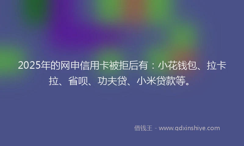 2025年的网申信用卡被拒后有:小花钱包、拉卡拉、省呗、功夫贷、小米贷款等。