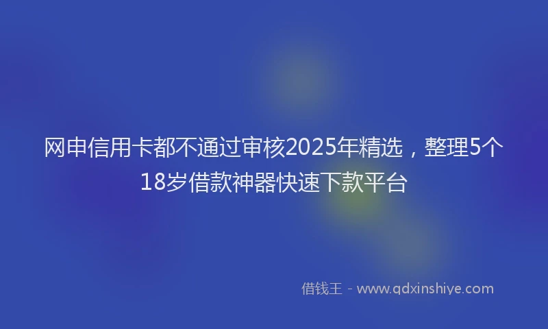 网申信用卡都不通过审核2025年精选，整理5个18岁借款神器快速下款平台