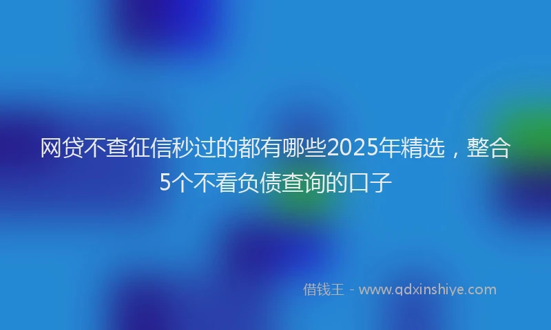 网贷不查征信秒过的都有哪些2025年精选，整合5个不看负债查询的口子