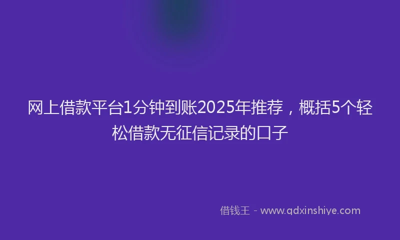 网上借款平台1分钟到账2025年推荐，概括5个轻松借款无征信记录的口子