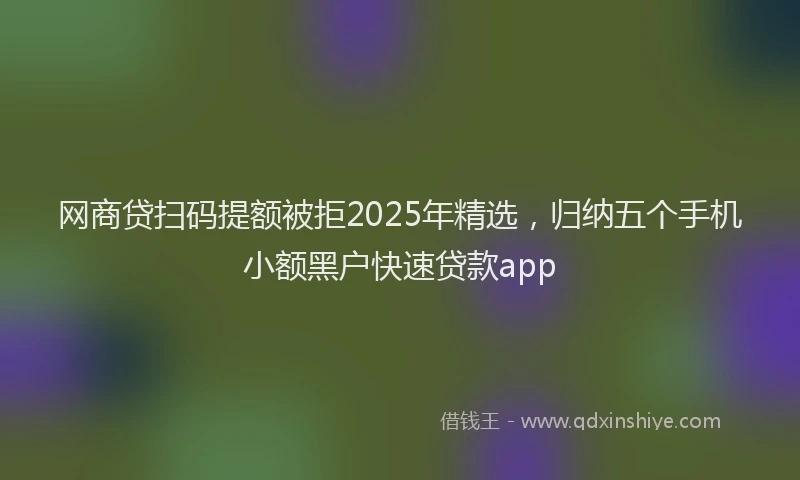 网商贷扫码提额被拒2025年精选，归纳五个手机小额黑户快速贷款app