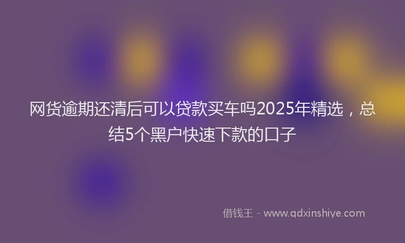 网货逾期还清后可以贷款买车吗2025年精选，总结5个黑户快速下款的口子