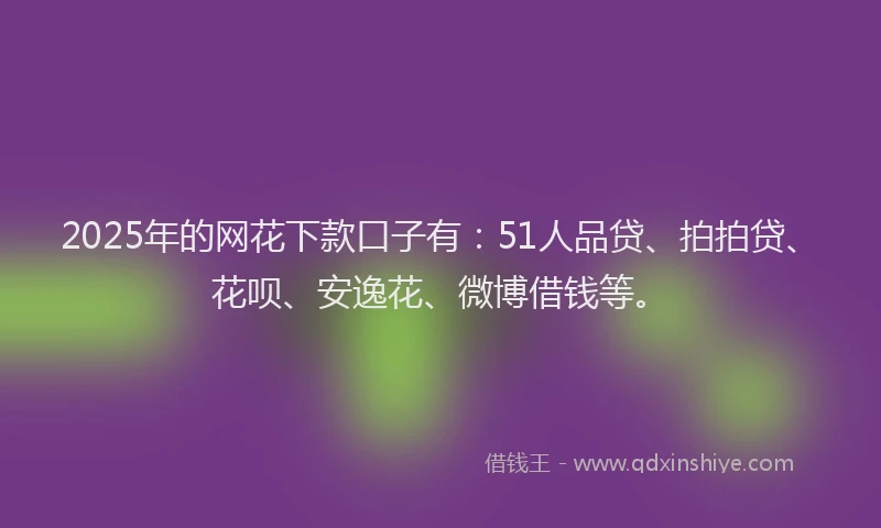 2025年的网花下款口子有：51人品贷、拍拍贷、花呗、安逸花、微博借钱等。