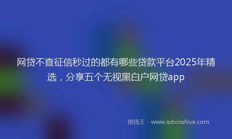 网贷不查征信秒过的都有哪些贷款平台2025年精选，分享五个无视黑白户网贷app