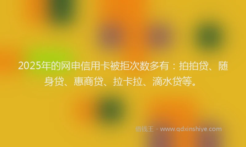 2025年的网申信用卡被拒次数多有：拍拍贷、随身贷、惠商贷、拉卡拉、滴水贷等。