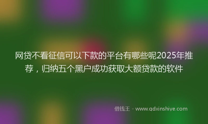 网贷不看征信可以下款的平台有哪些呢2025年推荐，归纳五个黑户成功获取大额贷款的软件