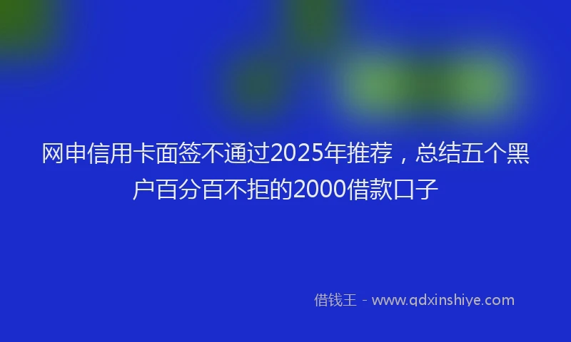 网申信用卡面签不通过2025年推荐，总结五个黑户百分百不拒的2000借款口子