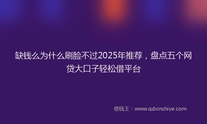 缺钱么为什么刷脸不过2025年推荐，盘点五个网贷大口子轻松借平台