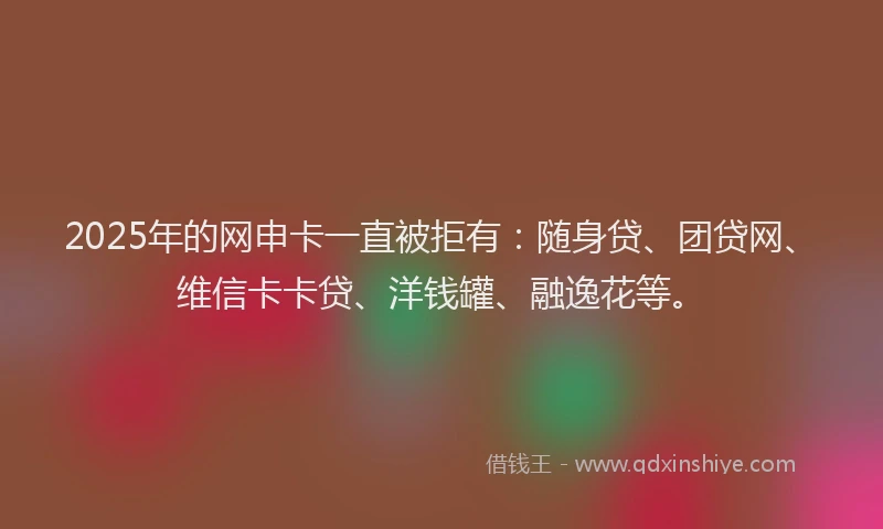 2025年的网申卡一直被拒有：随身贷、团贷网、维信卡卡贷、洋钱罐、融逸花等。