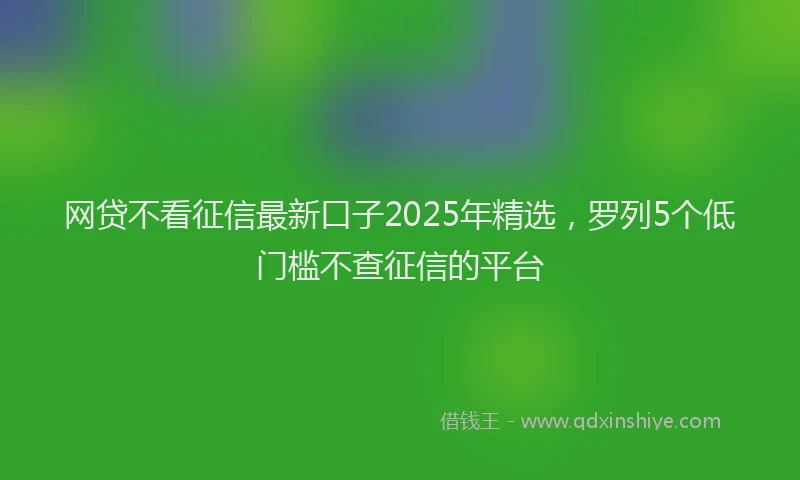 网贷不看征信最新口子2025年精选，罗列5个低门槛不查征信的平台