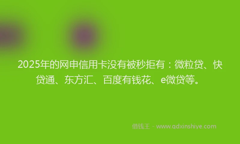 2025年的网申信用卡没有被秒拒有:微粒贷、快贷通、东方汇、百度有钱花、e微贷等。
