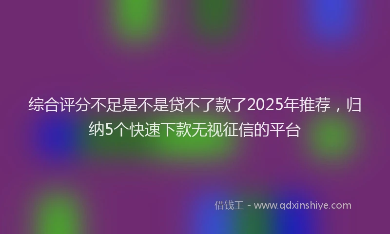 综合评分不足是不是贷不了款了2025年推荐，归纳5个快速下款无视征信的平台