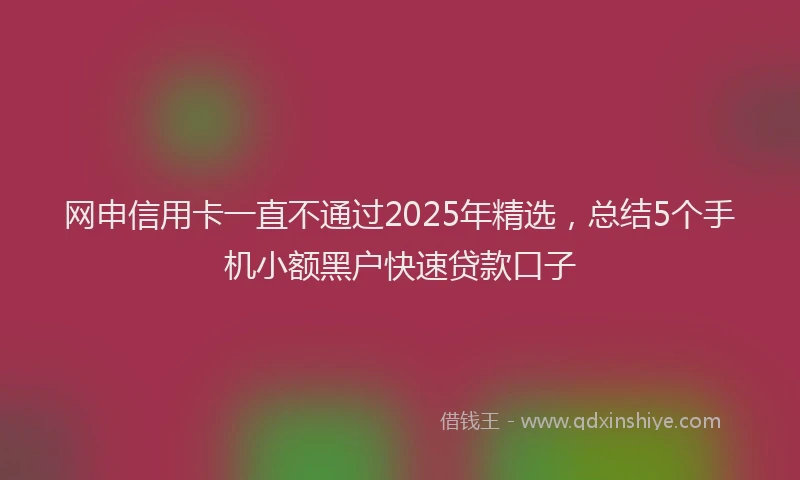 网申信用卡一直不通过2025年精选，总结5个手机小额黑户快速贷款口子