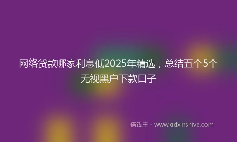 网络贷款哪家利息低2025年精选，总结五个5个无视黑户下款口子