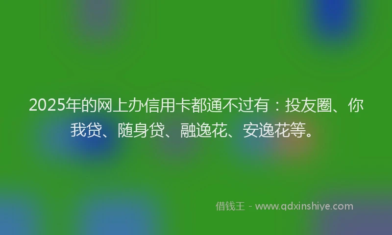 2025年的网上办信用卡都通不过有：投友圈、你我贷、随身贷、融逸花、安逸花等。