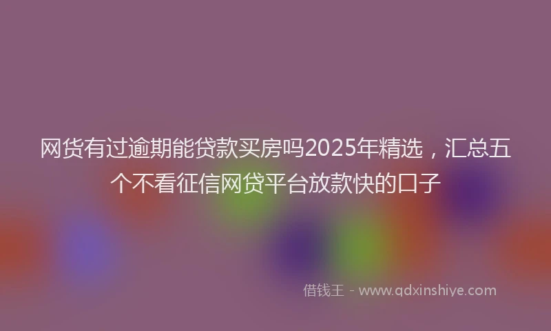 网货有过逾期能贷款买房吗2025年精选，汇总五个不看征信网贷平台放款快的口子