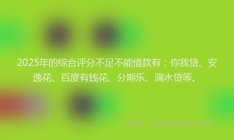 2025年的综合评分不足不能借款有：你我贷、安逸花、百度有钱花、分期乐、滴水贷等。
