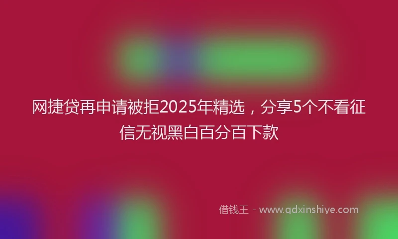 网捷贷再申请被拒2025年精选，分享5个不看征信无视黑白百分百下款