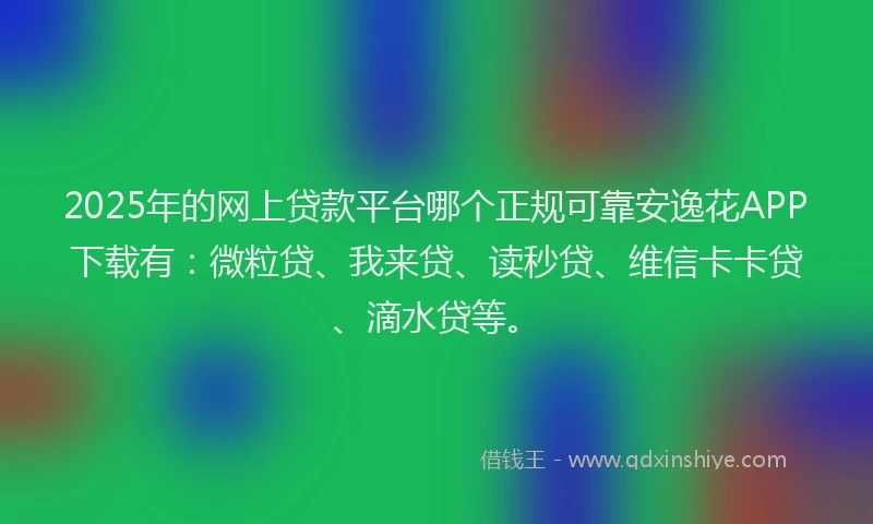 2025年的网上贷款平台哪个正规可靠安逸花APP下载有：微粒贷、我来贷、读秒贷、维信卡卡贷、滴水贷等。